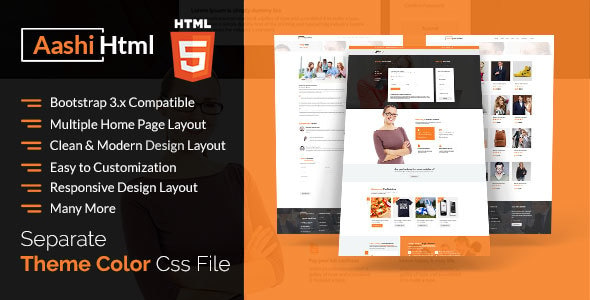 Aashi Multipurpose Responsive HTML Template - Business Corporate