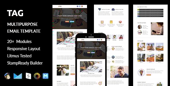 TAG - Multipurpose Responsive Email Template with Stampready Builder Access - Email Templates Marketing