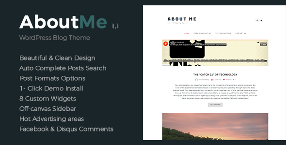 About-Me | Minimal & Clean WordPress Theme - Personal Blog / Magazine