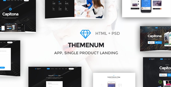 Themenum - App Landing Page & Showcase Responsive HTML Template - Technology Site Templates