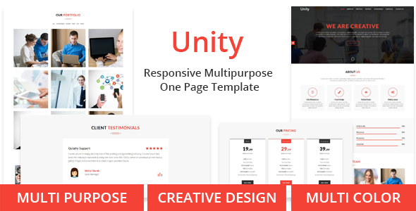 Unity - One Page Multipurpose Responsive Template - Corporate Site Templates
