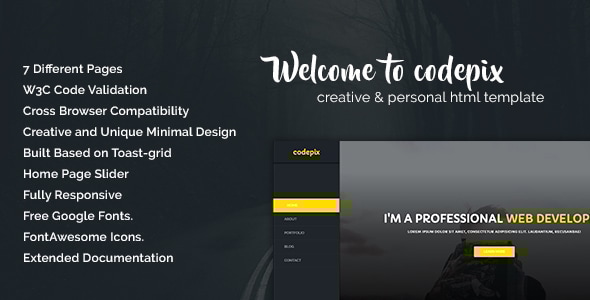 Codepix - Creation & Personal HTML Template - Personal Site Templates