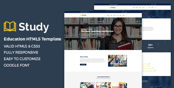 Study - Academic Website Template for School & College - Nonprofit Site Templates