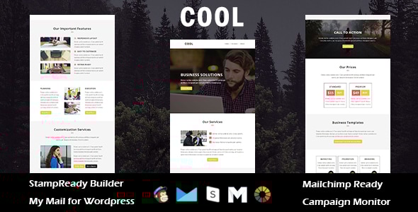 Cool - Multipurpose Responsive Email Template with Stampready Builder Access - Email Templates Marketing