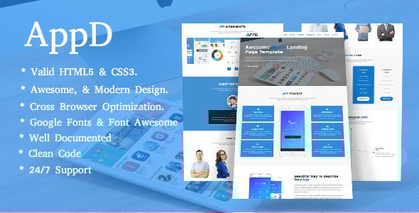 AppD-Apps Landing Page Responsive Template - Technology Site Templates