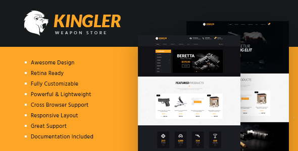 Kingler | Weapon Store & Gun Training Template - Retail Site Templates