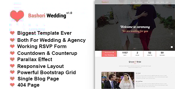 Bashori - Wedding HTML Template - Wedding Site Templates