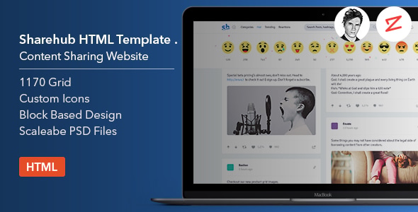 Sharehub Content Sharing HTML Template - Entertainment Site Templates