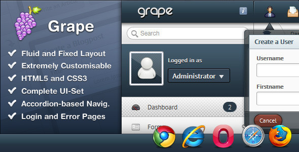 Grape – Professional & Flexible Admin Template - Admin Templates Site Templates