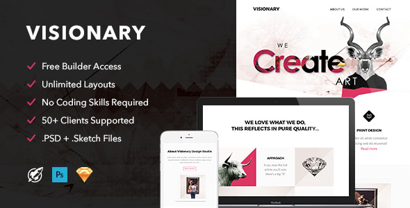 Visionary - Responsive Email + Themebuilder Access - Email Templates Marketing