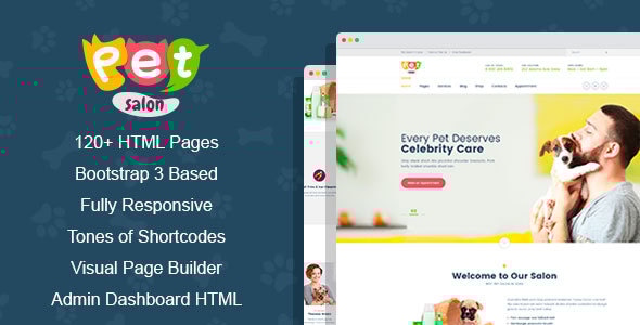 Pet Salon - Veterinary Medecine & Grooming HTML Template with Visual Page Builder - Business Corporate