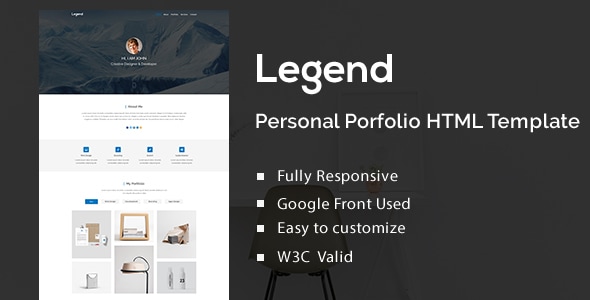 Legend Bootstrap Personal Portfolio HTML Template - Portfolio Creative