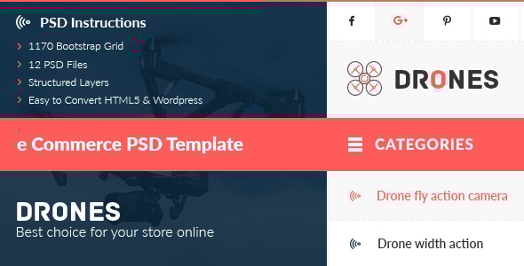 Drones - E-Commerce PSD Template - Electronics Technology