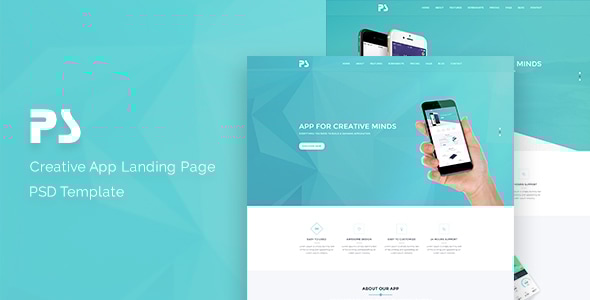 PS-App Landing Page PSD Template. - Technology Photoshop