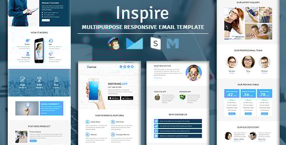 Inspire - Multipurpose Responsive Email Template with Stampready Builder Access - Newsletters Email Templates