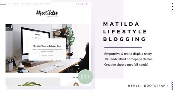Matilda | Lifestyle Minimal Responsive HTML Blog Template - Creative Site Templates