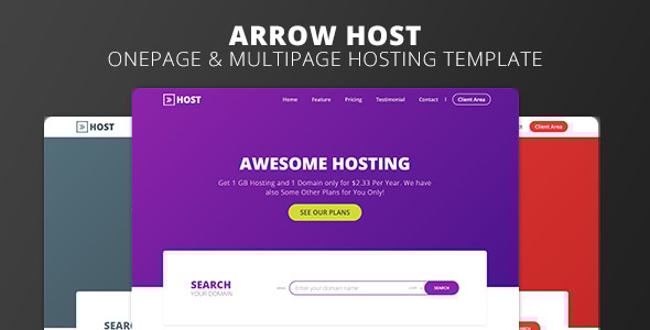 Arrow Host - One Page and Multi Page Web Hosting Template - Hosting Technology