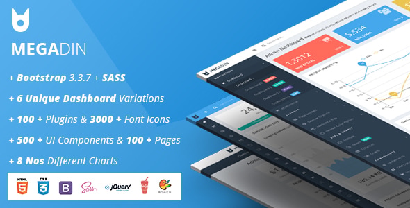 MegaDin - Responsive Admin Dashboard HTML Template - Admin Templates Site Templates