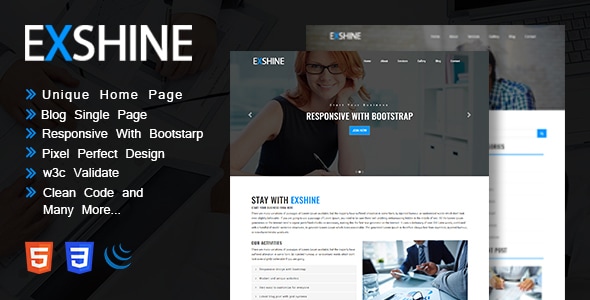 Exshine - Responsive HTML5 Template - Creative Site Templates
