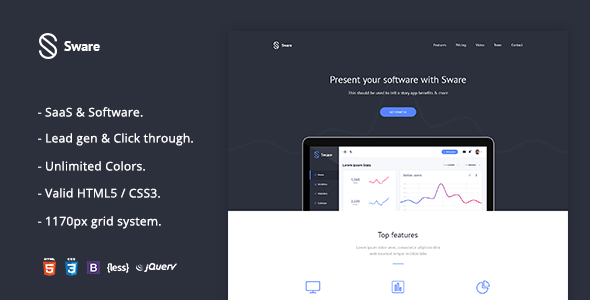 Sware SaaS & Software Landing HTML5 Page Template - Software Technology