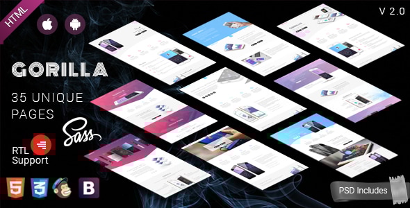 Gorilla || Responsive App Landing Page - Technology Site Templates