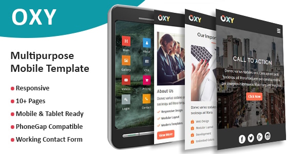 Oxy - Multipurpose Responsive Mobile Template - Mobile Site Templates