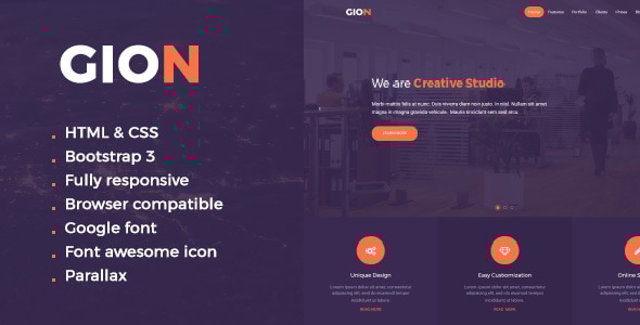 Gion HTML One Page Template - Corporate Site Templates