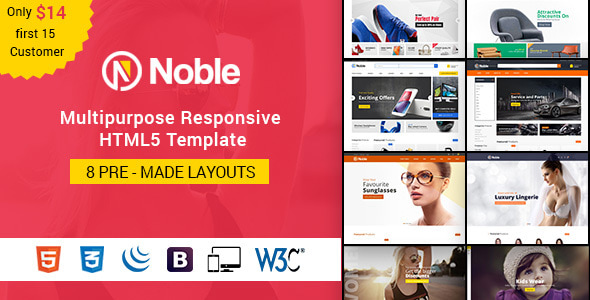 Noble - Responsive Multipurpose E-Commerce HTML5 Template - Retail Site Templates