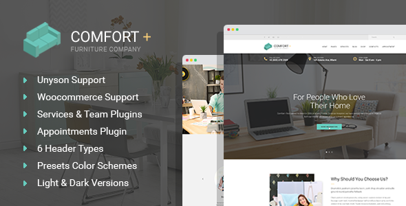 Comfort+ - Furniture Making & Interior Design WordPress Theme - Business Corporate