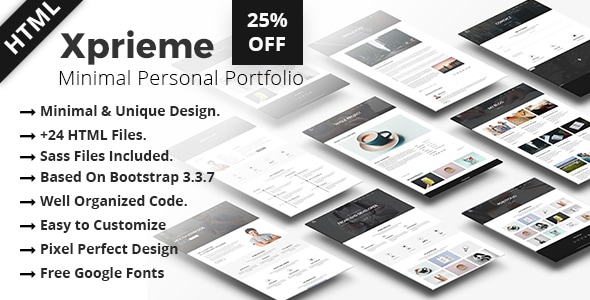 Xprieme - Minimal Personal Portfolio HTML Template. - Portfolio Creative