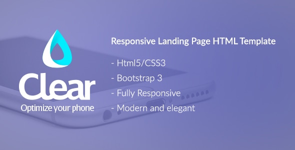 Clear - Bootstrap Landing Page HTML Template - Site Templates
