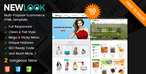 NewLook - Fashion & Furniture Store Responsive Multipurpose E-Commerce HTML Template - Retail Site Templates