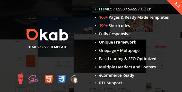Okab - Responsive Multi-Purpose HTML5 Template - Corporate Site Templates