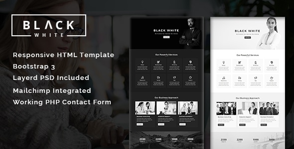 Black - White - Multipurpose Responsive HTML Landing Page - Business Corporate