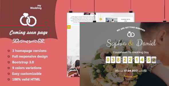 myWedding - Coming Soon HTML Template - Wedding Site Templates