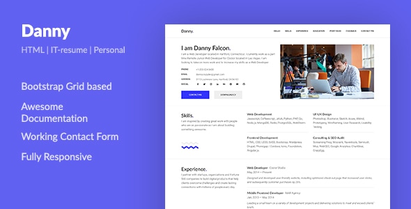Danny — Web Developer Resume HTML Template - Portfolio Creative