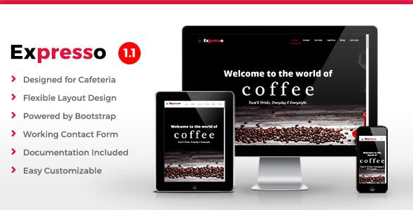 Expresso - Cafe HTML Template - Restaurants & Cafes Entertainment