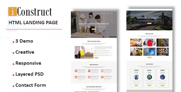 iConstruct - Multipurpose Responsive Landing Pages - Corporate Landing Pages