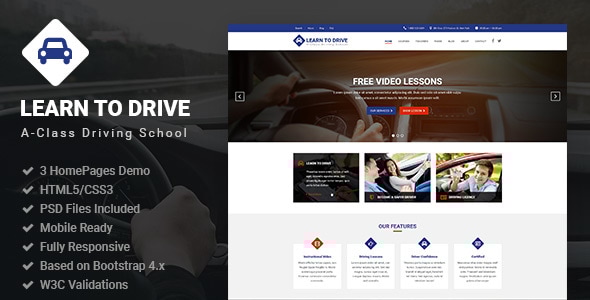 LearnToDrive | Driving School & Lessons HTML5 Template - Miscellaneous Site Templates