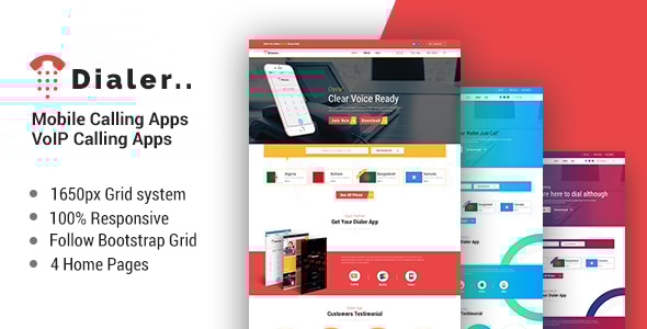 Dialer -VoIP Mobile Calling Apps HTML Templates - Site Templates