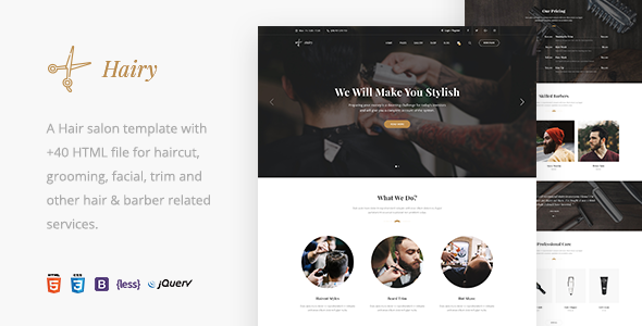 Hairy - Barbershop & Hair Salon HTML Template by zytheme | ThemeForest