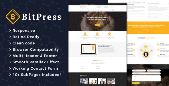 Bitpress - Bitcoin And Crypto Currency HTML Template - Corporate Site Templates