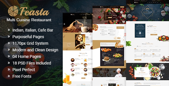 Feasta - Multi Cuisine Restaurant PSD Template - Restaurants & Cafes Entertainment