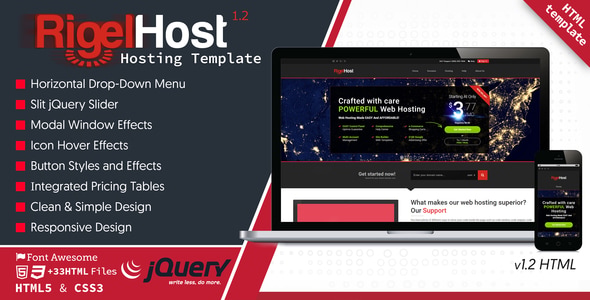 RigelHost - Responsive Hosting HTML5 Template - Hosting Technology