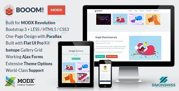 Booom! - Bootstrap Flat UI Pro Theme For MODX - MODX Themes CMS Themes