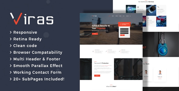Viras - Security Services HTML Template - Business Corporate