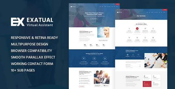 Exatual - Virtual Assistant HTML Template - Business Corporate
