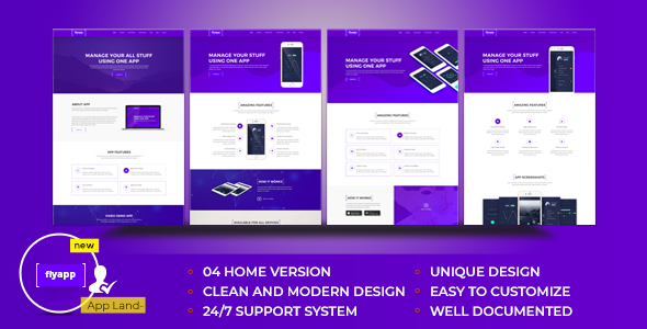 Flyapp - APP Landing HTML Template - Apps Technology