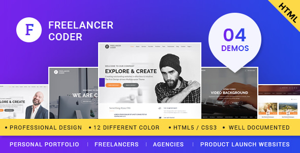 Freelancer Coder – One Page Responsive Portfolio Template - Portfolio Creative