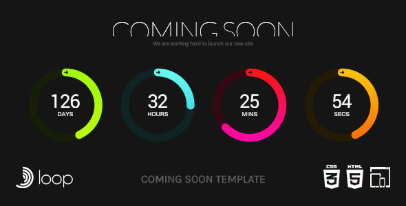 Loop - Animated Coming Soon Countdown Template - Under Construction Specialty Pages